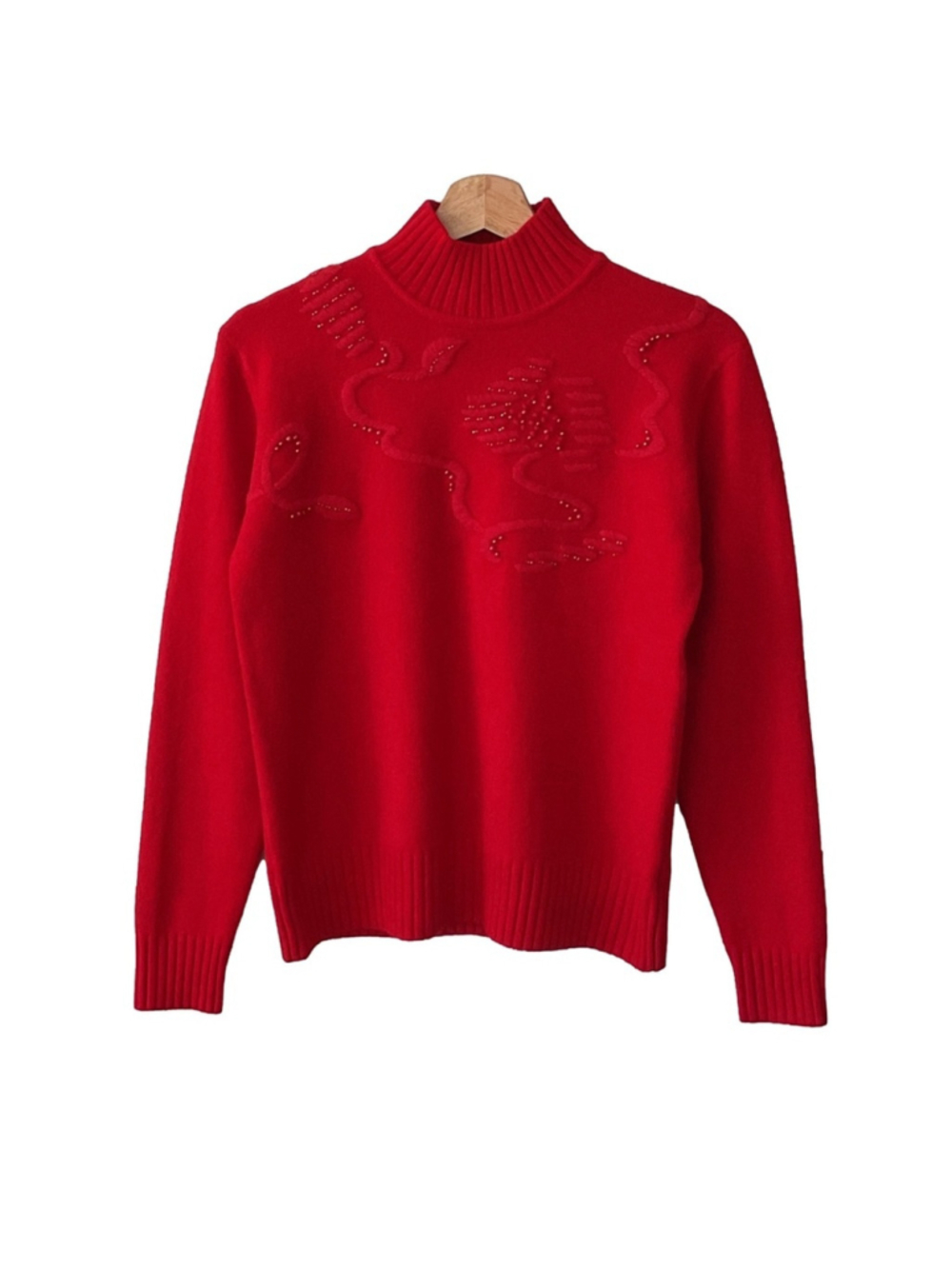 Vintage Red Turtleneck Sweater 80% Wool, size S